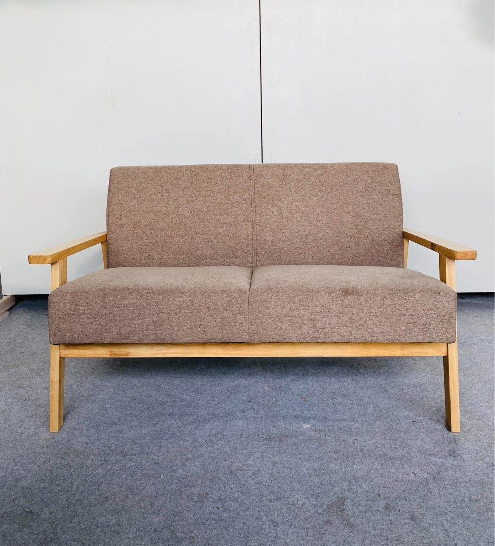 “JAPAN SURPLUS” MODERN 2-SEATER BROWN FABRIC SOFA (Category: Sofas) located in Bulacan. Submitted by monmon555 (Listing ID 1470916517, Image 1). Description: “JAPAN SURPLUS” MODERN 2-SEATER BROWN FABRIC SOFA SIZE: 48L” x 27W” x 18Sh” x 27.5H” inches (AS-IS ITEM) IN GOOD CONDITION.
