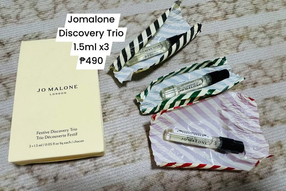 JO MALONE MINI SAMPLES (Category: Fragrance & Deodorants) located in Agdangan. Submitted by lavishbyji22912 (Listing ID 1470833479, Image 1). Description: Authentic 1.5ml x 3 With box Complete set.