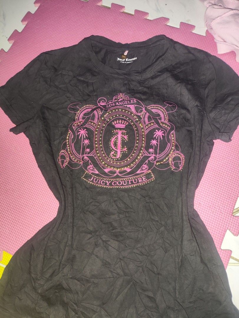 JUICY COUTURE BLACK T-SHIRT (Category: Shirts) located in Manila. Submitted by swiftturtle_181004 (Listing ID 1470828200, Image 1). Description: its THRIFTED but no damages, no stains. meet up includes an additional 20 pesos (still depends) since fare isn't cheap anymore..
