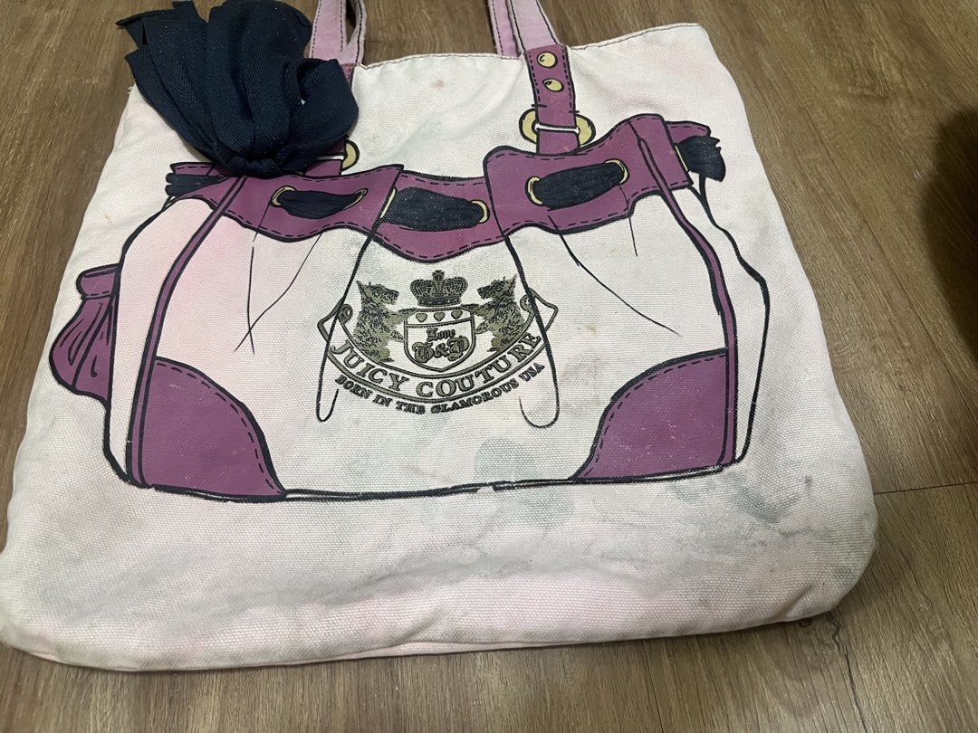 Juicy Couture Pink Tote Bag (Category: Tote Bags) located in Quezon City. Submitted by pinkvanilla.milkshake (Listing ID 1470749036, Image 3). Description: Needs deep cleaning lol Worn out na itsura pero matibay ‘to haha.