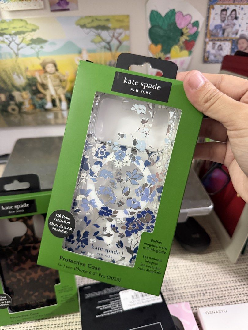 Kate Spade 17 pro (Category: Cases & Sleeves) located in Bacoor. Submitted by alrtf (Listing ID 1470805528, Image 1). Description: - Brand: Kate Spade New York - Compatibility: iPhone 17 Pro (6.3" 2025) - Design: Elegant blue and white floral pattern on a clear case - Features: Built-in magnets for MagSafe compatibility - Protection: 12ft drop protection for reliable daily defense - Condition: Brand new in original box.