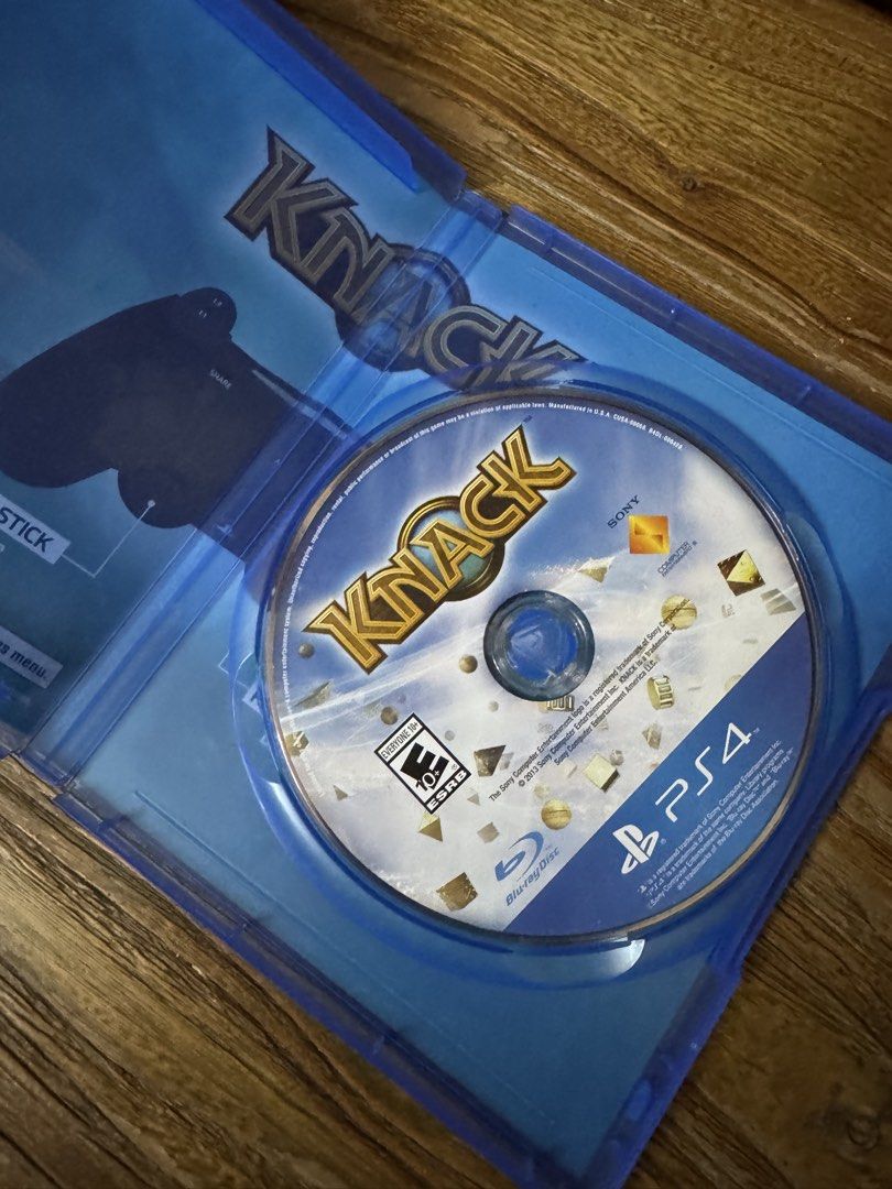 Knack PS4 Game (Category: PlayStation) located in Las Pinas. Submitted by emdjss (Listing ID 1470810486, Image 2). Description: - Original PS4 game disc and blue case included - Tested and 100% working, clean disc surface - ESRB Rating: Everyone 10+ (Fantasy Violence) - Includes original cover art and case insert - Features fun couch co-op adventure mode .