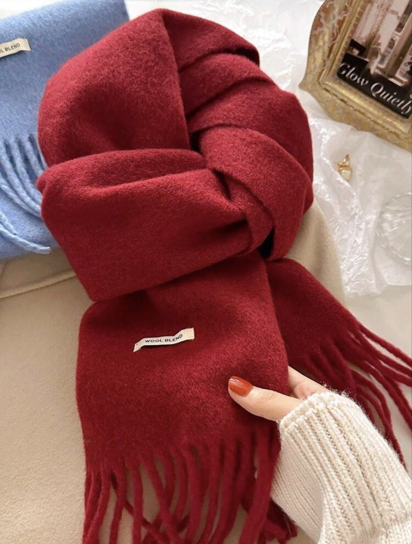 Korean Style Solid Color Tassel Winter Scarf Red (Category: Scarves) located in Caloocan City. Submitted by vastcrystal-7450 (Listing ID 1470781117, Image 1). Description: - Cozy red winter scarf with stylish tassel fringe details - Made from soft, warm wool blend fabric for cold weather - Vibrant red shade that pops against neutral winter outfits - Perfect addition to your cold-weather wardrobe - Condition: Brand new / Excellent.