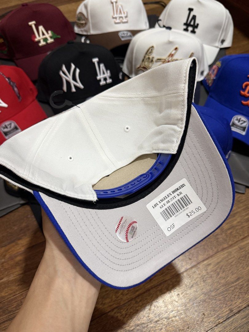 LA WHITE BLUE AFRAME CAP (Category: Caps & Hats) located in Pasig City. Submitted by t.fusion (Listing ID 1470917400, Image 3). Description: LA WHITE BLUE AFRAME CAP - brand new & legit 💯 - comes with ziplock and 47 og paper bag 🔖 ₱750 each +sf.