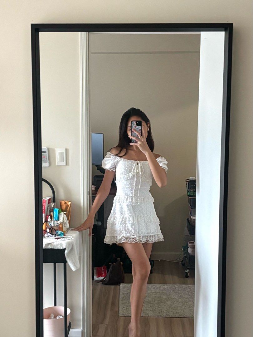 Lace Coquette Mini Dress (Category: Dresses) located in Taguig. Submitted by curatedbyk_ (Listing ID 1470856313, Image 2). Description: - Side Zipper - Not stretchable, only the sleeves - Good quality, not see through - Worn once only * No cancellation / return due to item doesn’t fit etc. (Condition & sizing are always well informed.) * Joy reservers / offer = blocked. * All items are cleaned and ready to wear. * Lalamove shipping only / meetup.