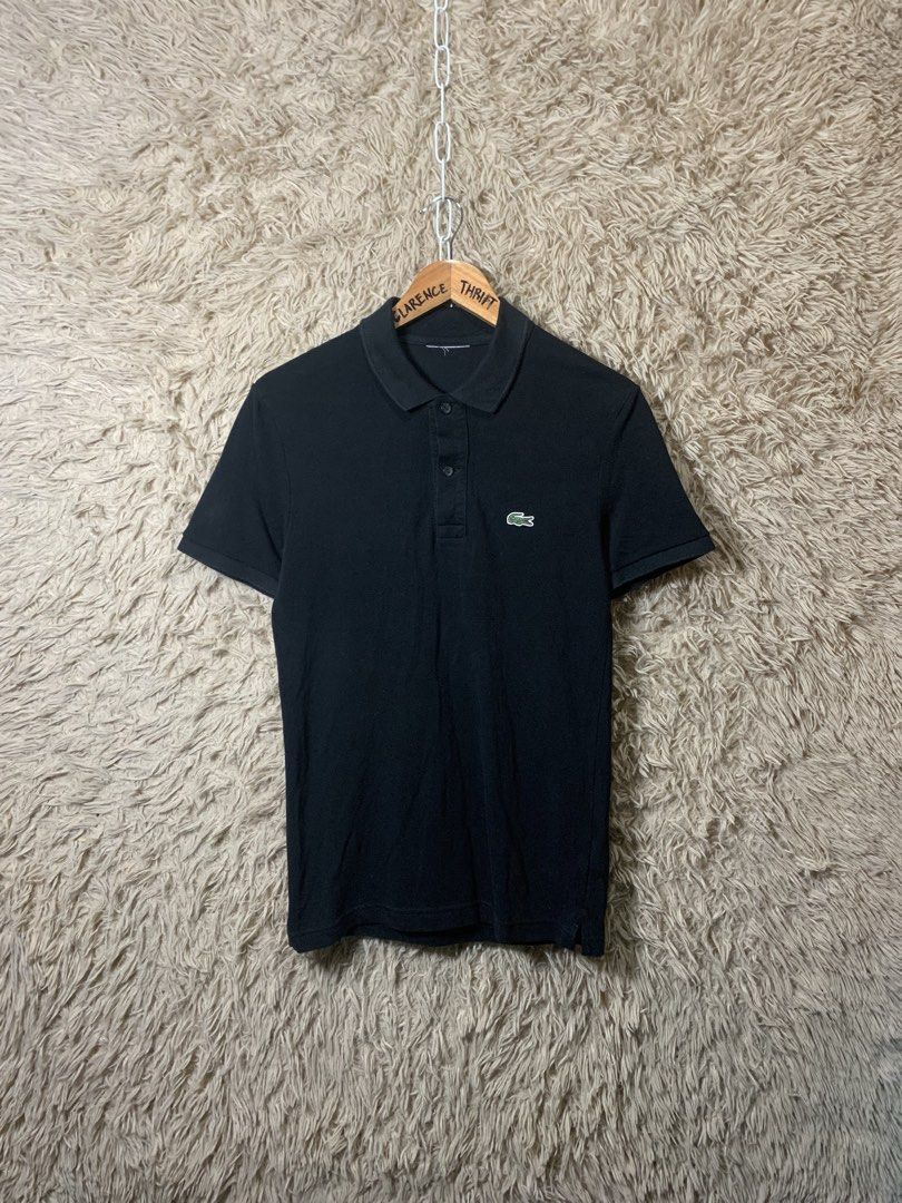 Lacoste Black Polo Shirt Size 2 (Category: Tshirts & Polo Shirts ) located in Cotabato. Submitted by clarence0918 (Listing ID 1470857493, Image 1). Description: Lacòsté Size small to med 18x27 Excellent condition 9.5/10 Color rate *sign of usage only sa collar(no collar line) Need wash only .