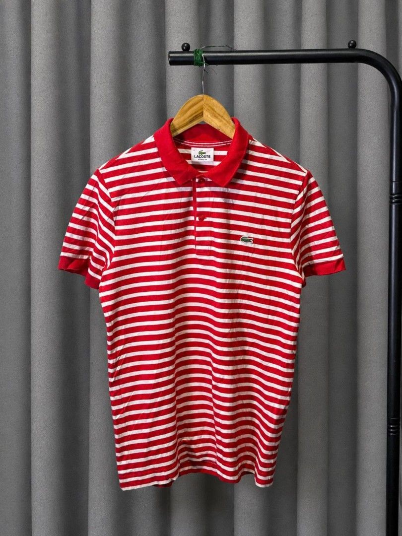 LACOSTE STRIPED POLO SHIRT (Category: Tshirts & Polo Shirts ) located in Davao. Submitted by blazing.rachel02 (Listing ID 1470808305, Image 1). Description: Size 3 on tag 19 x 27 (fits small to medium) Bagong bago pa No issue.