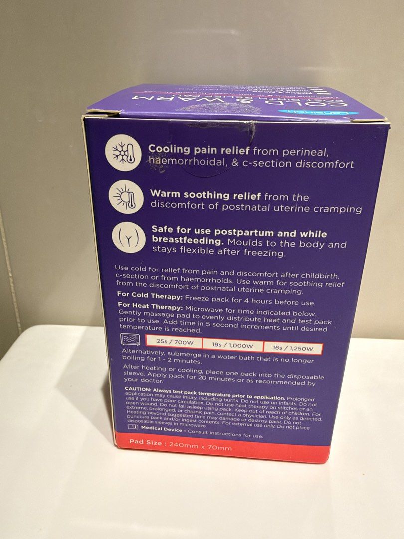 Lansinoh Cold & Warm Post-Birth Relief Pad (Category: Maternity Care) located in Makati City. Submitted by kimywondercup (Listing ID 1470864006, Image 2). Description: Lansinoh Cold & Warm Post-Birth Relief Pad 💜 Brand new Lansinoh relief pad for postpartum recovery! ❄️ Cold therapy: Helps relieve perineal discomfort, hemorrhoids, and C-section discomfort 🔥 Warm therapy: Soothes discomfort from postpartum uterine cramping Product details: * Bra