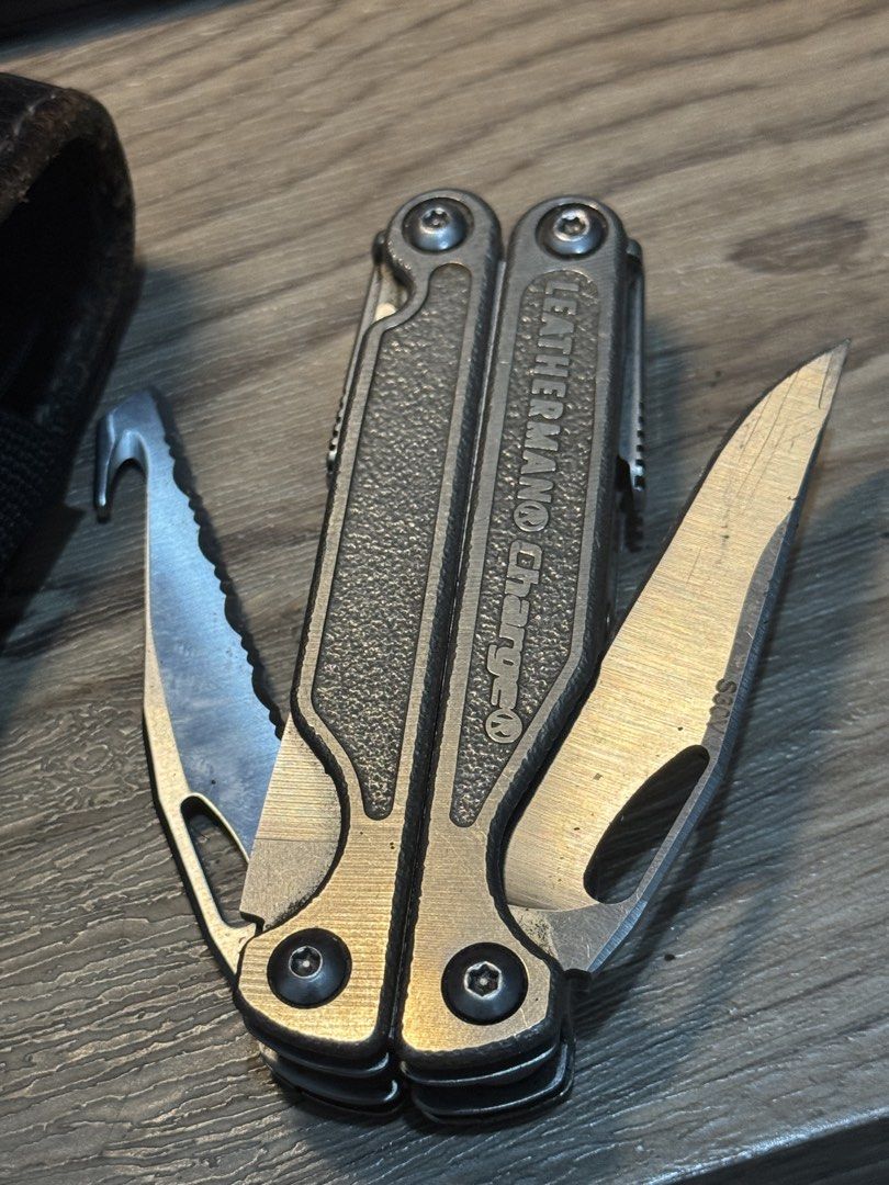 Leatherman Charge Multitool with Leather Sheath and Bit Kit (Category: Home Improvement Tools & Accessories) located in Cavite. Submitted by marcuz1316 (Listing ID 1470873020, Image 2). Description: - Model: Leatherman Charge multi-tool - Material: Durable stainless steel construction - Blade: High-end S30V steel knife blade - Accessories: Includes extra bit kit holder loaded with multiple double-ended screwdriver bits - Holster: Comes with origi