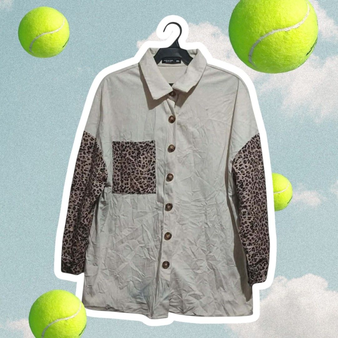 Leopard Print Patchwork Overshirt Blouse | Y2K Blouse (Category: Coats, Jackets and Outerwear) located in Makati City. Submitted by kayogre.ph (Listing ID 1470822632, Image 1). Description: TAYO PO, PINAKA-LOWEST AT THE MARKET! 💯 If natataasan po kayo sa PRESYO ko. Open po ang "MAKE OFFER" button ko. Kayo po mag-dedecide, ng PRESYO niyo. MABILISAN lang po ako magbenta. (all items, are sale on rush! 💨) 🚛 FAST & FREE SHIPPING on most items! ‡ DI