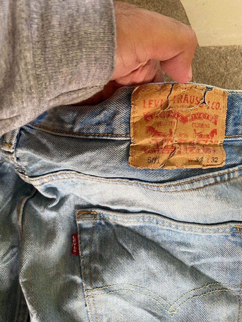 Levi's 501 light wash cut pants (Category: Shorts) located in Borongan. Submitted by thrift-real2.0 (Listing ID 1470763551, Image 3). Description: Levi's 501 light wash cut pants good condition waist: 36 length: 20 color rate: 9.5/10 issue: cut pants 550 shipped.