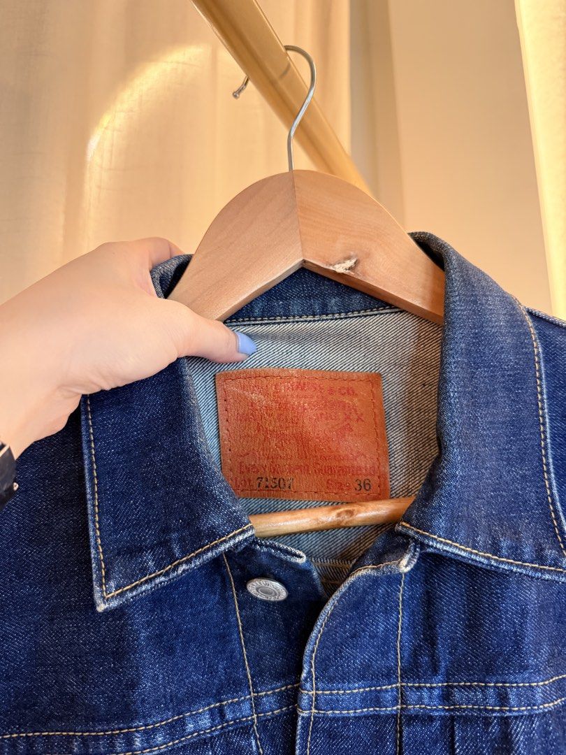 Levis Type 2 Selvedge Denim Jacket (Category: Longsleeves) located in Taytay. Submitted by chloweann (Listing ID 1470828995, Image 2). Description: Selvedge Levis jacket type 2 Dark washed.