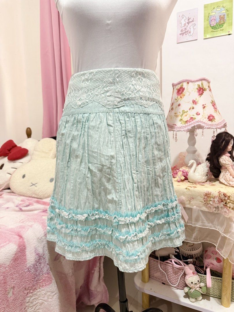 Light Blue Whimsical Skirt (Category: Skirts) located in Baguio. Submitted by yuridere (Listing ID 1470760658, Image 1). Description: S-M Waist: 28in max Length: 18in.