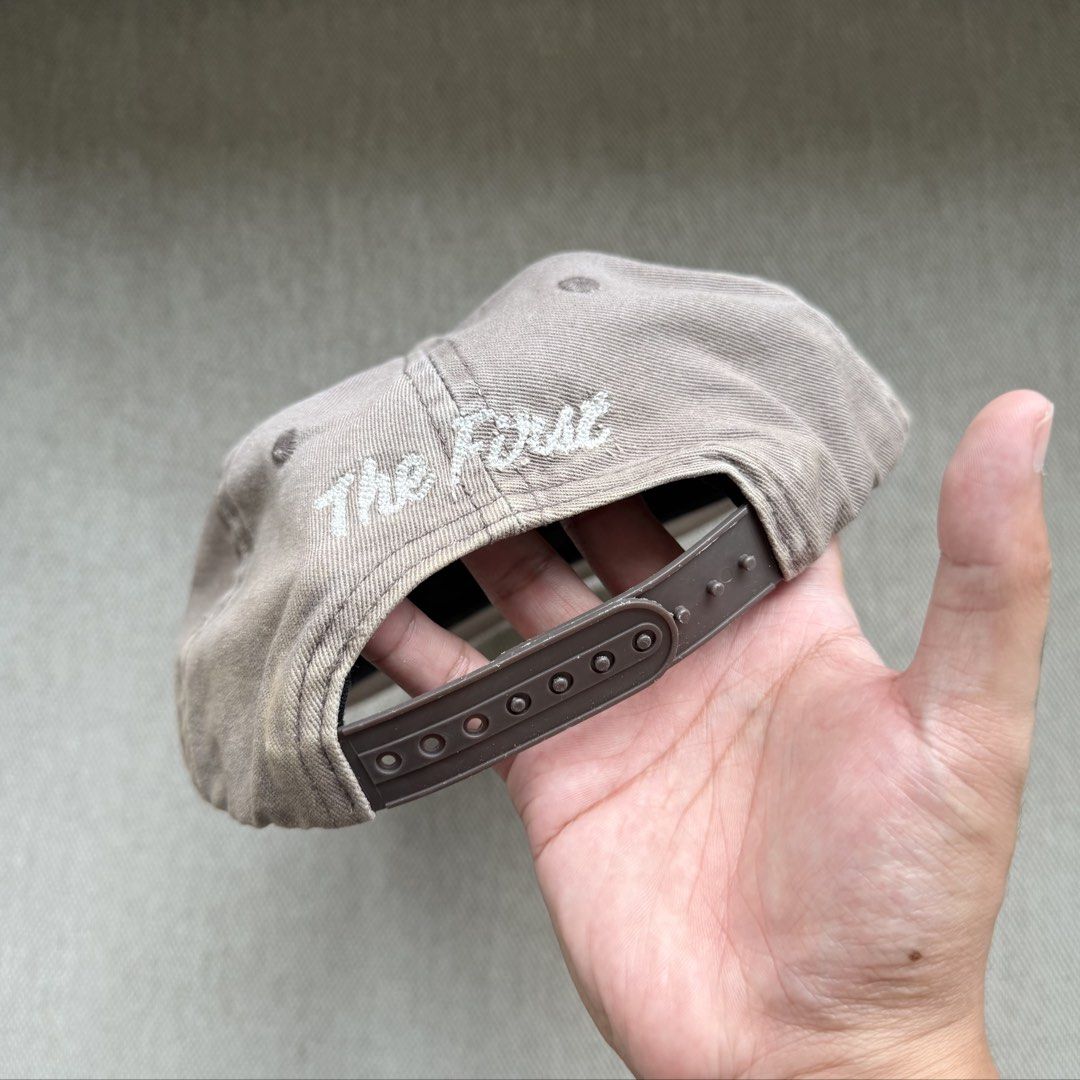 LIJU “The First” 5 Panel Cap (Category: Caps & Hats) located in Makati City. Submitted by sunnybadoobee (Listing ID 1470727396, Image 3). Description: LIJU “The First” 5 Panel Cap Size: OSFA (quite small) Condition: used with minor crack on the snap Price: ₱1,500 only. .