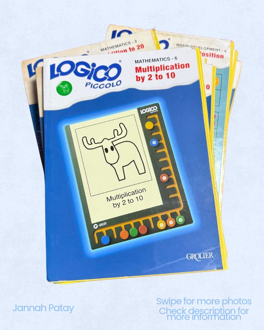 Logico Piccolo SET (Category: Assessment Books) located in Davao. Submitted by strawbae.moon (Listing ID 1470425520, Image 2). Description: Title: Logico Piccolo SET📚 Includes 📋: • English 4: My Town • Mathematics 5: Introducing Multiplication • Brain Development 8: Geometry 2 • Brain Development 4: Space Position • Mathematics 4: Addition and Subtraction to 20 • Mathematics 3: Addition to 20 • Mathematics 2: Addition and Subtraction to 10 • Br