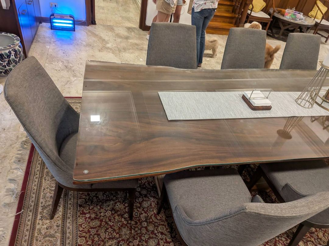 Luxurious 8-Seater Dining Table Set (Large) Tempered Glass top (Category: Tables & Sets) located in Bacoor. Submitted by rdeveyra (Listing ID 1470758161, Image 3). Description: Luxurious 8-Seater dining table set for sale. Large size (measures 110in L x 44in W x 30.5in H). High quality 0.5in tempered glass top. Selling as a whole set. For pick-up only in Makati. PM me for faster transactions and/or inquiries..
