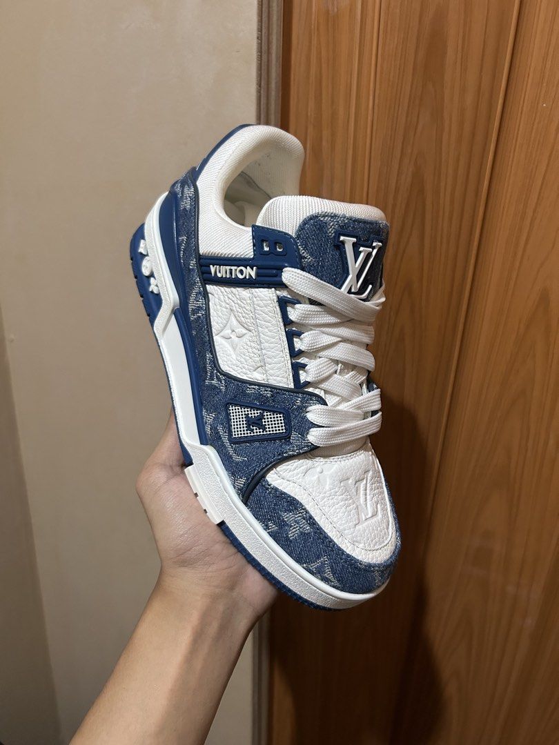 LV Trainers Blue Demin (Category: Sneakers & Footwear) located in Manila. Submitted by kickscouture (Listing ID 1470788523, Image 2). Description: LV Trainers Denim Blue - Gently Used Size 37 EU fits 7.5w - 8w ( 24.5cm ) Complete with dustbag, card and paperbag with Authenticity Certificate | ₱20,000 only Pair is 100% authentic / money back if proven fake. 🚚Lalamove / LBC / Meetups 📍Trece, Cavite kickscouture_ on instagram.