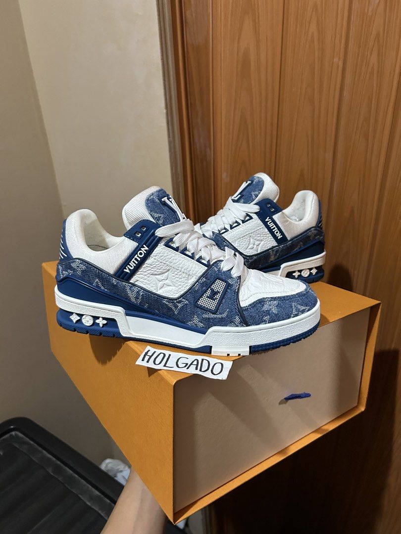 LV Trainers Blue Demin (Category: Sneakers & Footwear) located in Manila. Submitted by kickscouture (Listing ID 1470788523, Image 1). Description: LV Trainers Denim Blue - Gently Used Size 37 EU fits 7.5w - 8w ( 24.5cm ) Complete with dustbag, card and paperbag with Authenticity Certificate | ₱20,000 only Pair is 100% authentic / money back if proven fake. 🚚Lalamove / LBC / Meetups 📍Trece, Cavite kickscouture_ on instagram.