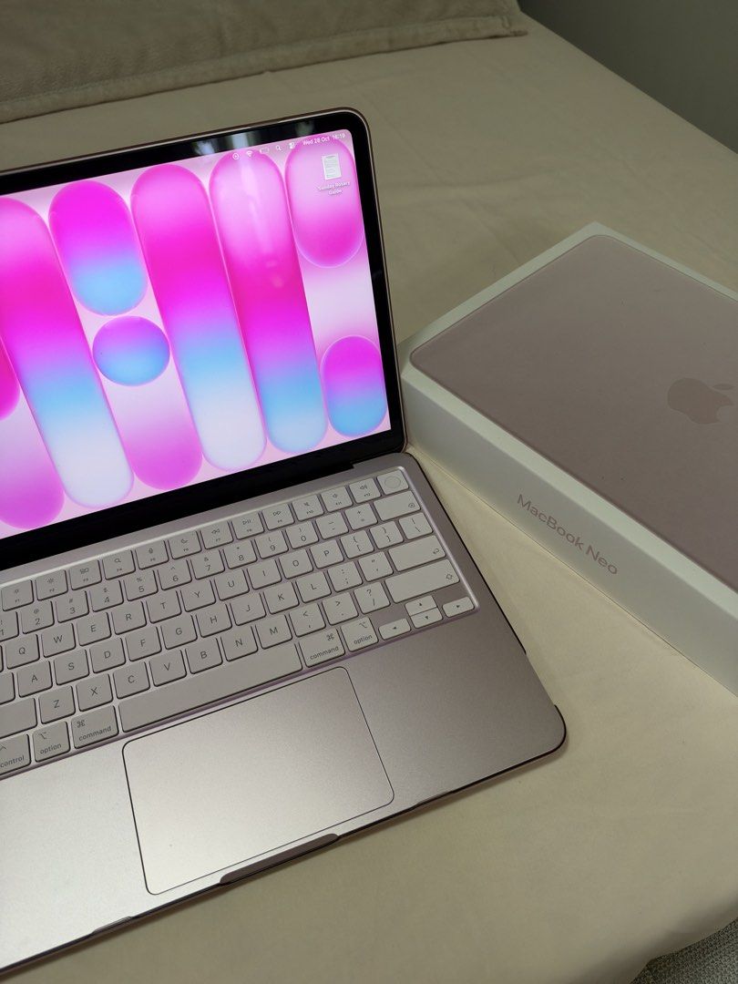 Macbook Neo 512gb (Touch ID) in Blush (Category: Laptops & Notebooks) located in Pili. Submitted by elandyyyy (Listing ID 1470818541, Image 2). Description: - Model: Apple MacBook Neo 512gb (A3404) - Color: Blush - Processor: Apple A18 Pro chip - Memory: 8GB RAM - OS: macOS Tahoe - Serial Number: GJYR5W9L9N - Inclusions: Original box included, charger, case - Warranty: Official Apple warranty valid until July 2027 - Condition: Brand new/Mint - Me
