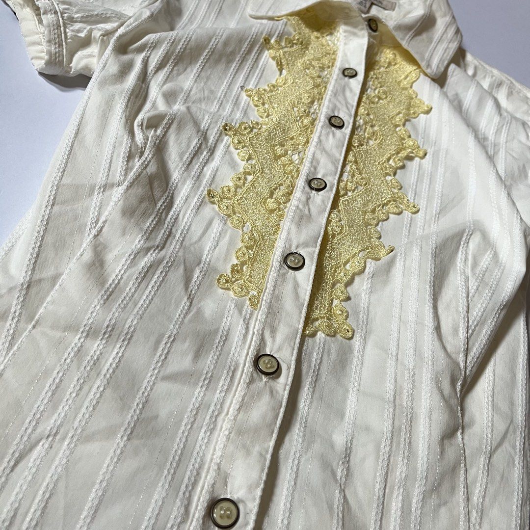 Mademoiselle Cream Button down Blouse office Siren small Medium (Category: Blouses) located in Manila. Submitted by dadabili (Listing ID 1470875258, Image 3). Description: Brand new condition! best fit small - semi large .
