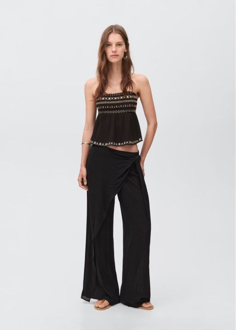 Mango Black Pareo Tie Pants Trousers (Category: Sets or Coordinates) located in Quezon City. Submitted by s0l4nge (Listing ID 1470883947, Image 1). Description: rfs: gained weight would rather keep than sell lower.