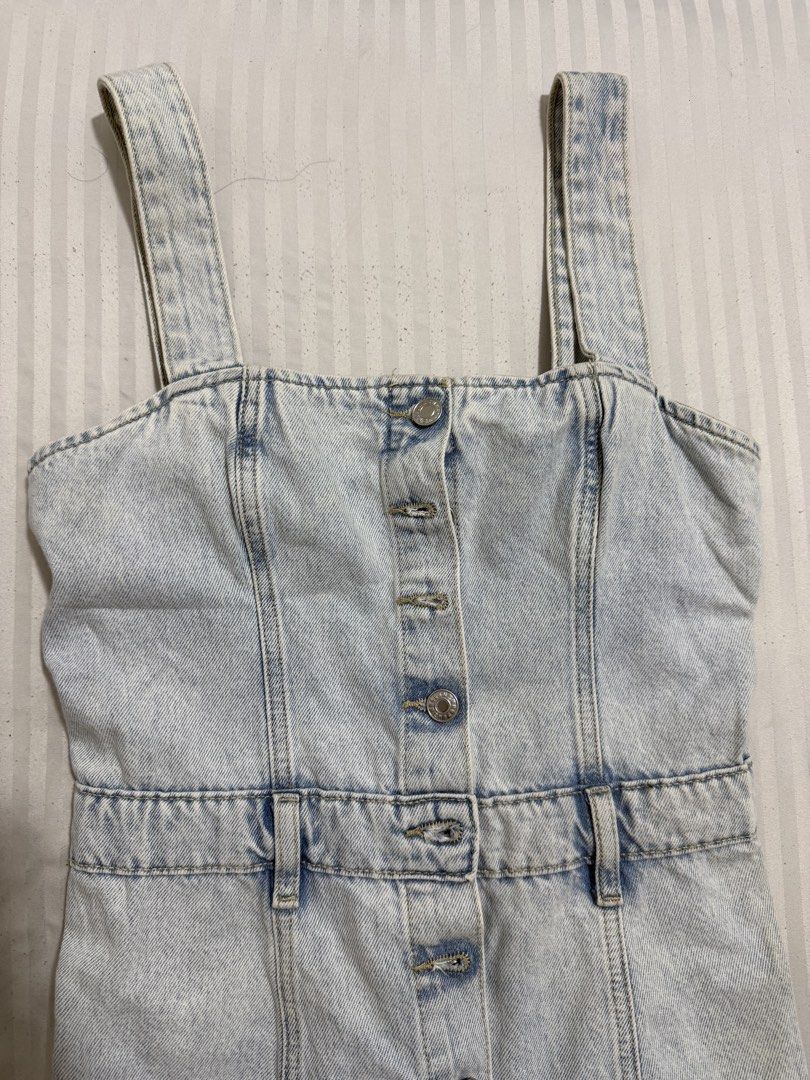 Mango Denim Button-Up Dress (Category: Dresses) located in Davao. Submitted by butterflyfairry (Listing ID 1470916346, Image 3). Description: - Mango denim mini dress - S on tag but its a bit loose on me so I'd say it'll fit s-m frames - Worn once only Davao based .