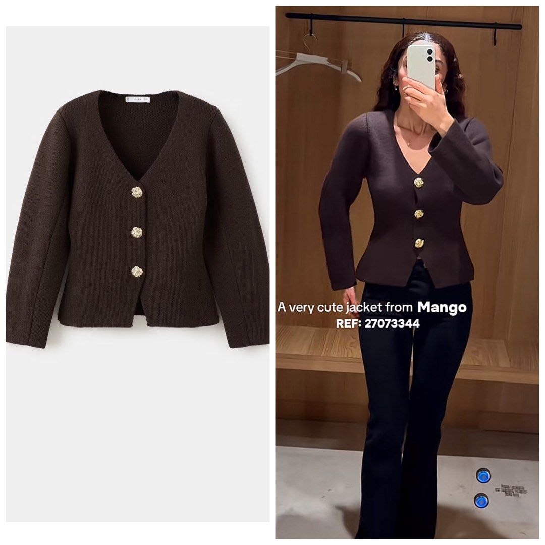 MANGO Knitted Top/Cardigan w/ Jewel Button (Category: Longsleeves) located in Manila. Submitted by charmscollections (Listing ID 1470805294, Image 1). Description: ‼️In Transit‼️ ETA Nov. 25 Brand New with Tag / 💯% Authentic 50%dp to reserved 4,295 - Original price Size: XS , S , M , L MOP - GCash•BPI•UB .