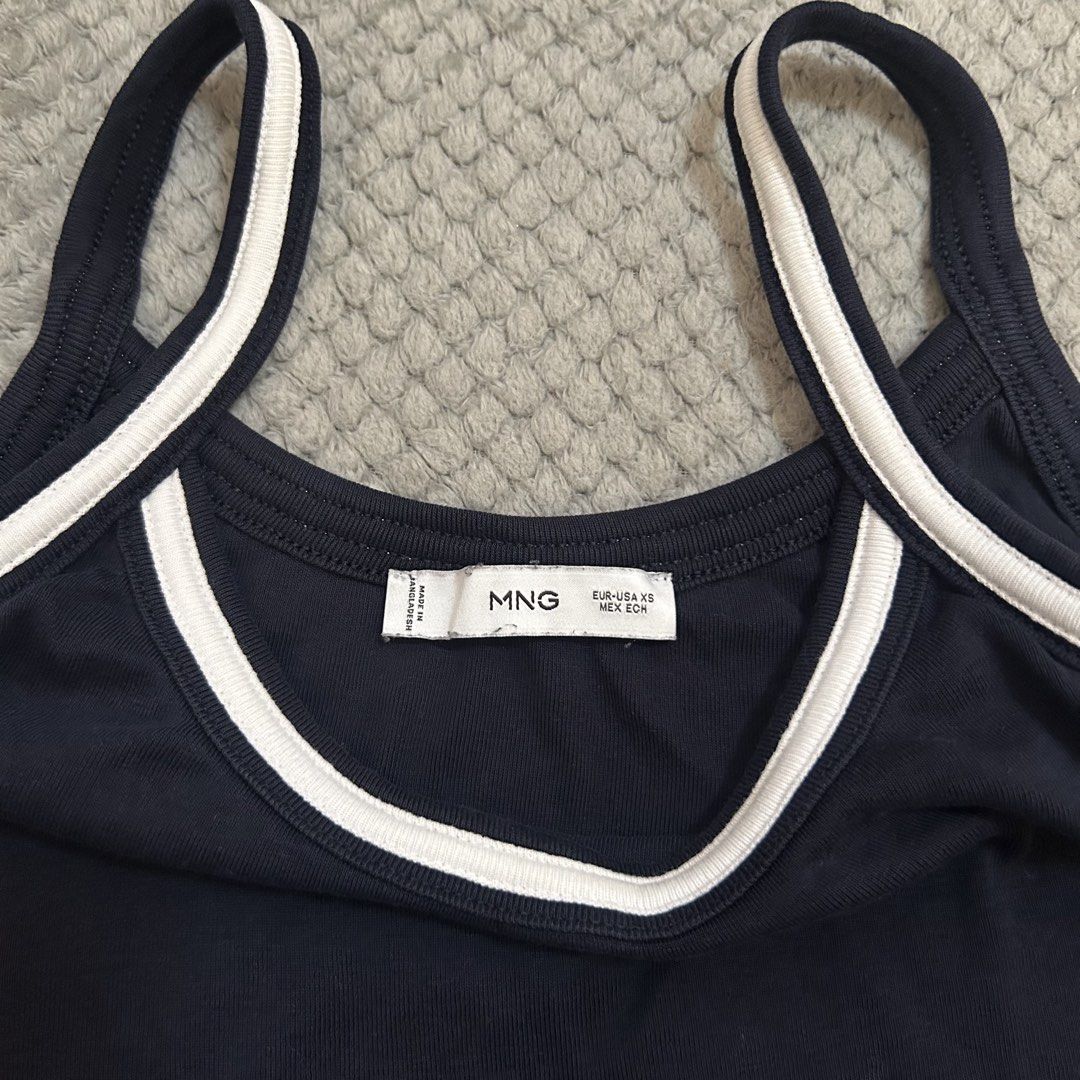 Mango Navy Blue Sleeveless Camisole Top (Category: Sleeveless) located in San Juan City. Submitted by e_declutters2019 (Listing ID 1470785077, Image 2). Description: • SIZE XS • 10/10 condition .