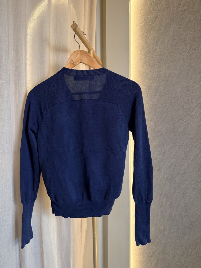 Marni cashmere button down cardigan in navy blue (Category: Longsleeves) located in Taytay. Submitted by chloweann (Listing ID 1470828184, Image 3). Description: Brand: Marni Size: Small button down navy blue cashmere fabric.