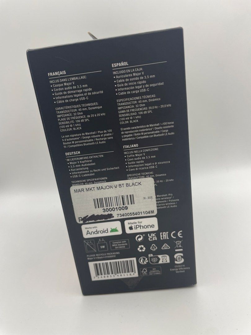 Marshall Major V Black Headphones (Category: Headphones & Headsets) located in Manila. Submitted by killuasoflashy (Listing ID 1470853698, Image 2). Description: .
