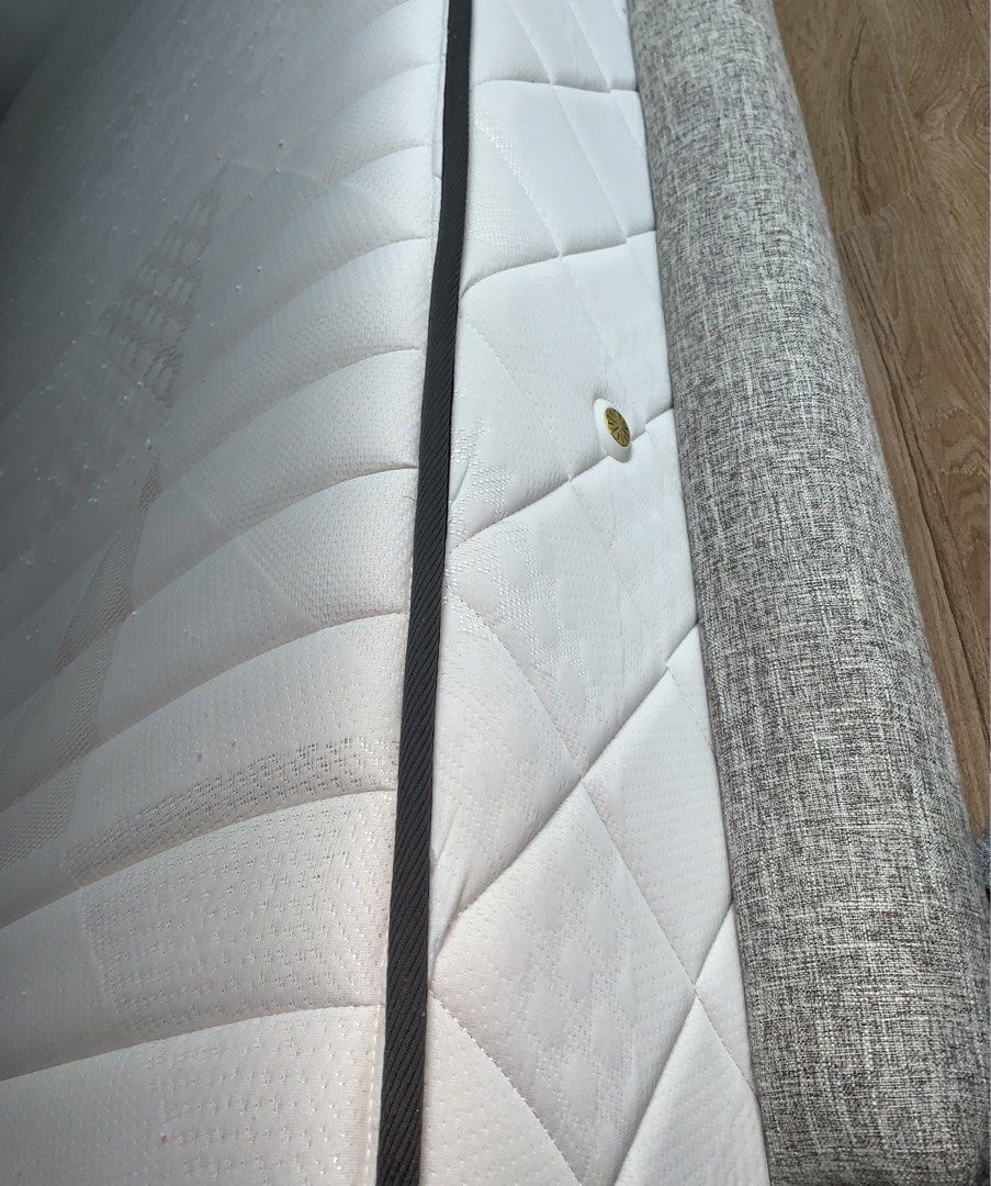 Mattress with base frame(Mandaue double size) (Category: Bed Frames & Mattresses) located in Paranaque City. Submitted by ub.et (Listing ID 1470770961, Image 2). Description: Mandaue pocket spring mattress With its low bedframe (Japan style) 54 x 75 x 10” Super comfy! It doesn’t bounce and you can’t feel the spring either 1 year old, first owner No issues, no history of repairs Freebies- 4 pillows with pillow cases 4 bedsheets 3 duvet covers -Pic
