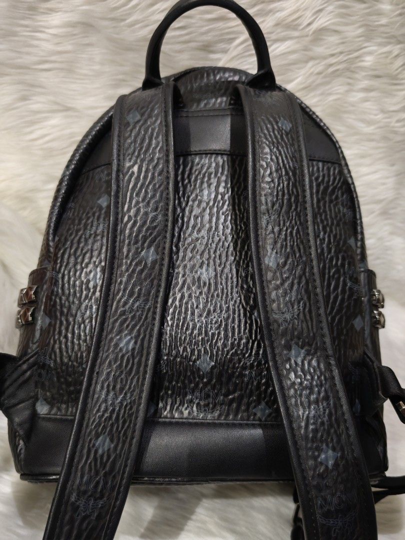 Mcm Visetos Stark Black Monogram Mini Backpack (Category: Luxury Bags & Wallets) located in Manila. Submitted by xanderzluxcollection (Listing ID 1470888160, Image 3). Description: 🔴Authentic Black MCM Visetos Monogram Stark Bebe Boo mini backpack with gunmetal hardware and side stud accents🎒 🔴Unisex,No Inclusion,No Flaws 🔴Fb Acct.Xander M.Gatchalian.096******91.
