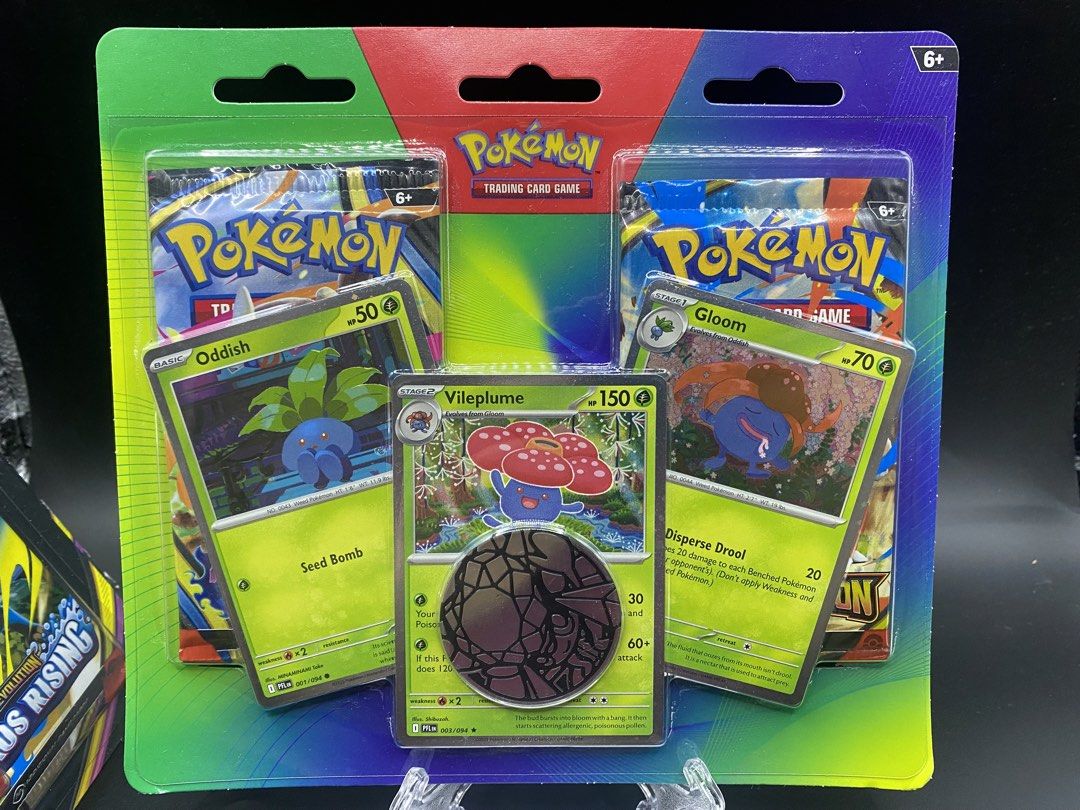 Mega Evolution 2-Pack Booster Blister SEALED (Category: Card Packs) located in Angeles City. Submitted by lensongsong (Listing ID 1470760335, Image 1). Description: The Pokémon TCG: Enhanced 2-Pack Blister features: •3 foil cards: Oddish, Vileplume, and Gloom •a coin • 2 booster packs from the Mega Evolution set. Brand new / factory sealed.