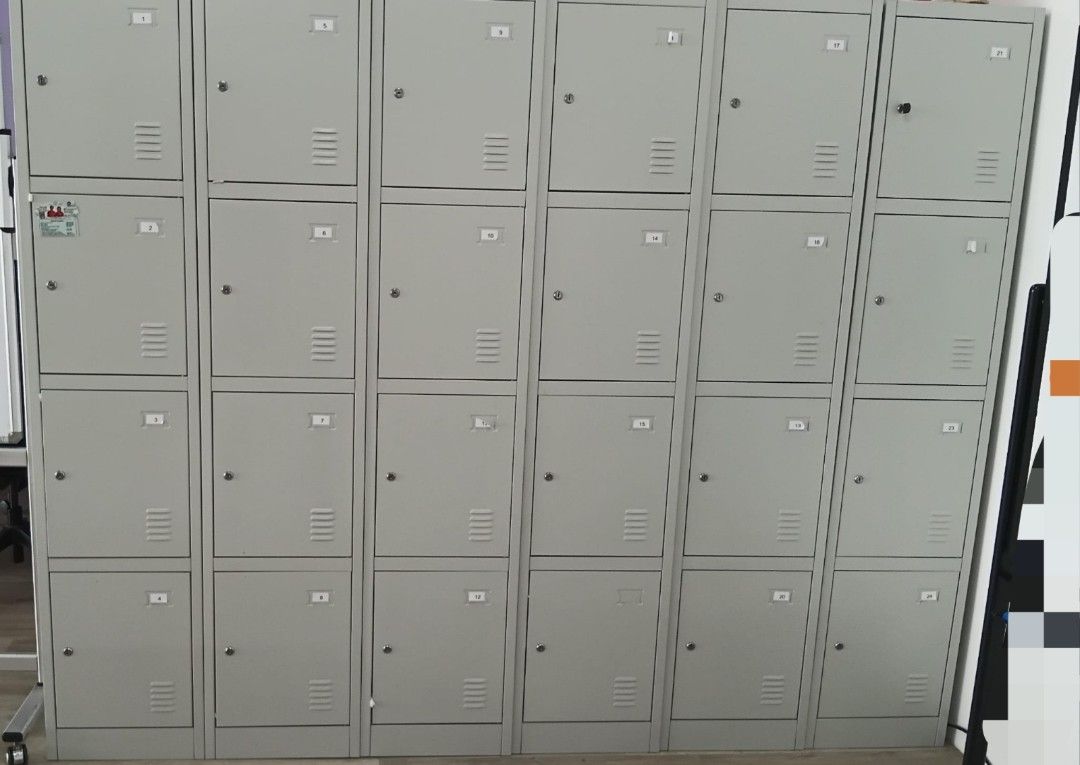 Admins Lockers Metal Storage Locker Stack 4 Compartments Grey, Furniture & Home Living ...