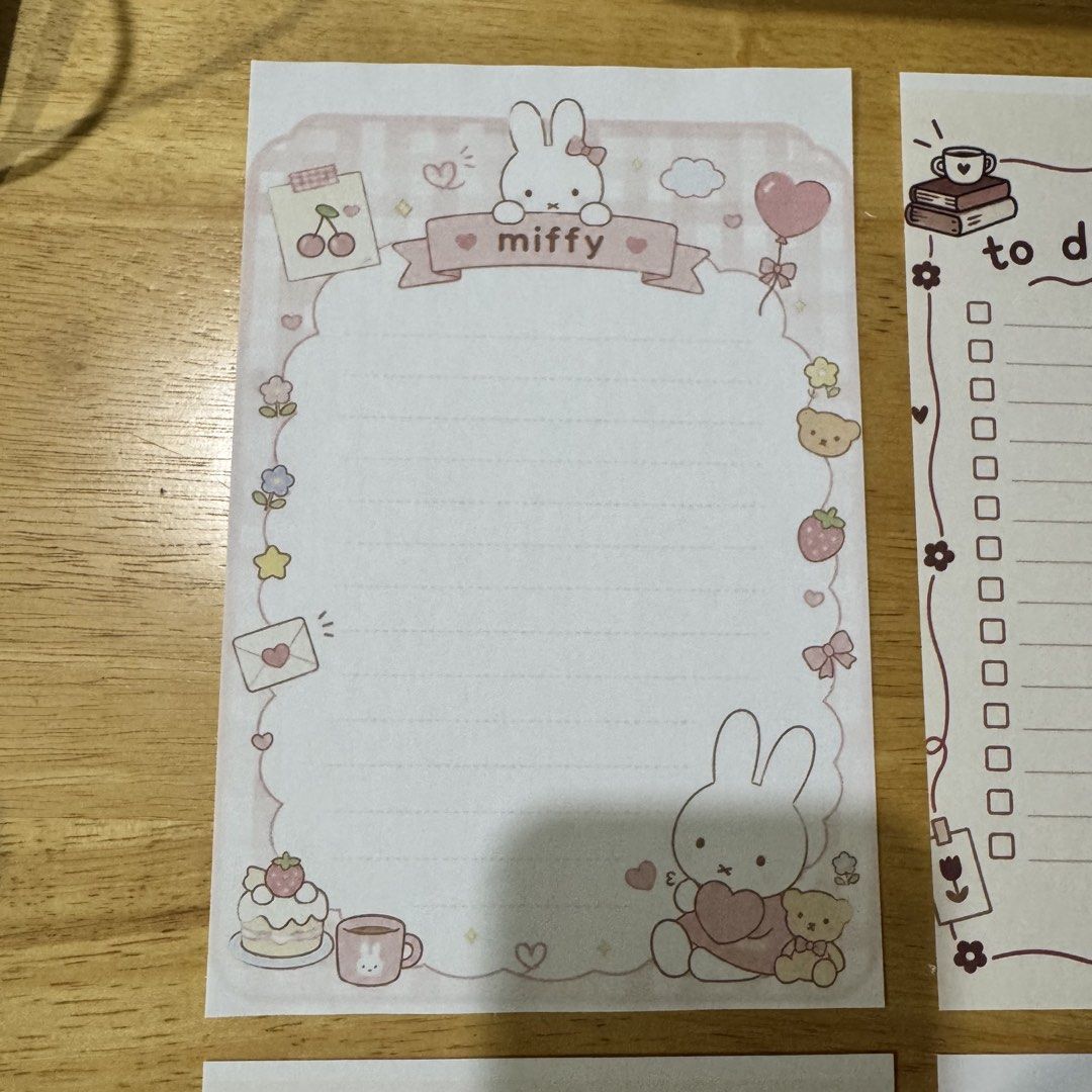 Miffy A5 Notepad (Category: Other Stationery & Craft) located in Makati City. Submitted by jinger_21 (Listing ID 1470905007, Image 2). Description: Miffy Notepad Size: A5 (regular size notebook) Leaves: 50 Choose which design you desired for printing Payment first before printout Payment channels: Gcash Maya GoTyme Shipping fee c/o the buyer Lalamove Grab Express JnT Express .