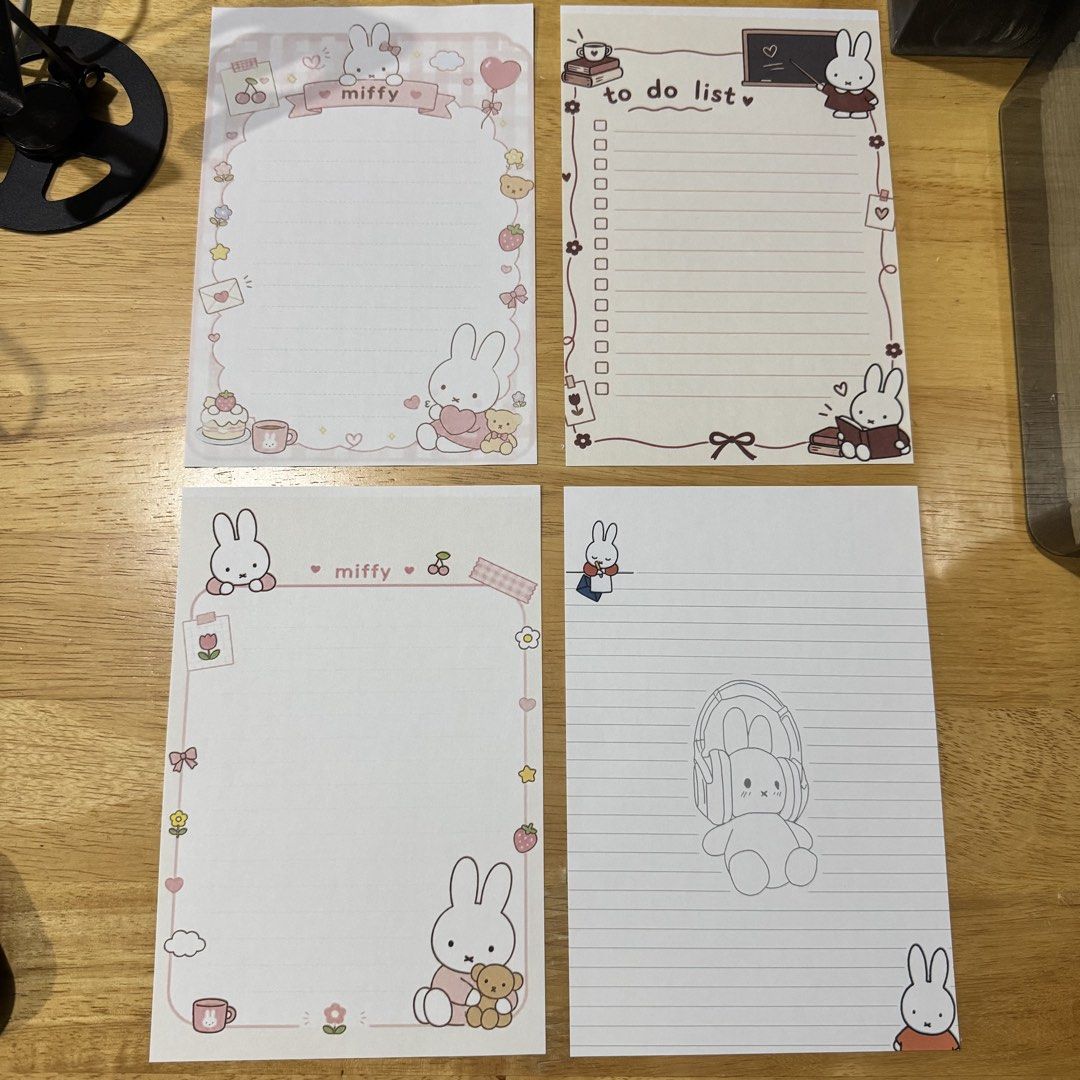 Miffy A5 Notepad (Category: Other Stationery & Craft) located in Makati City. Submitted by jinger_21 (Listing ID 1470905007, Image 1). Description: Miffy Notepad Size: A5 (regular size notebook) Leaves: 50 Choose which design you desired for printing Payment first before printout Payment channels: Gcash Maya GoTyme Shipping fee c/o the buyer Lalamove Grab Express JnT Express .