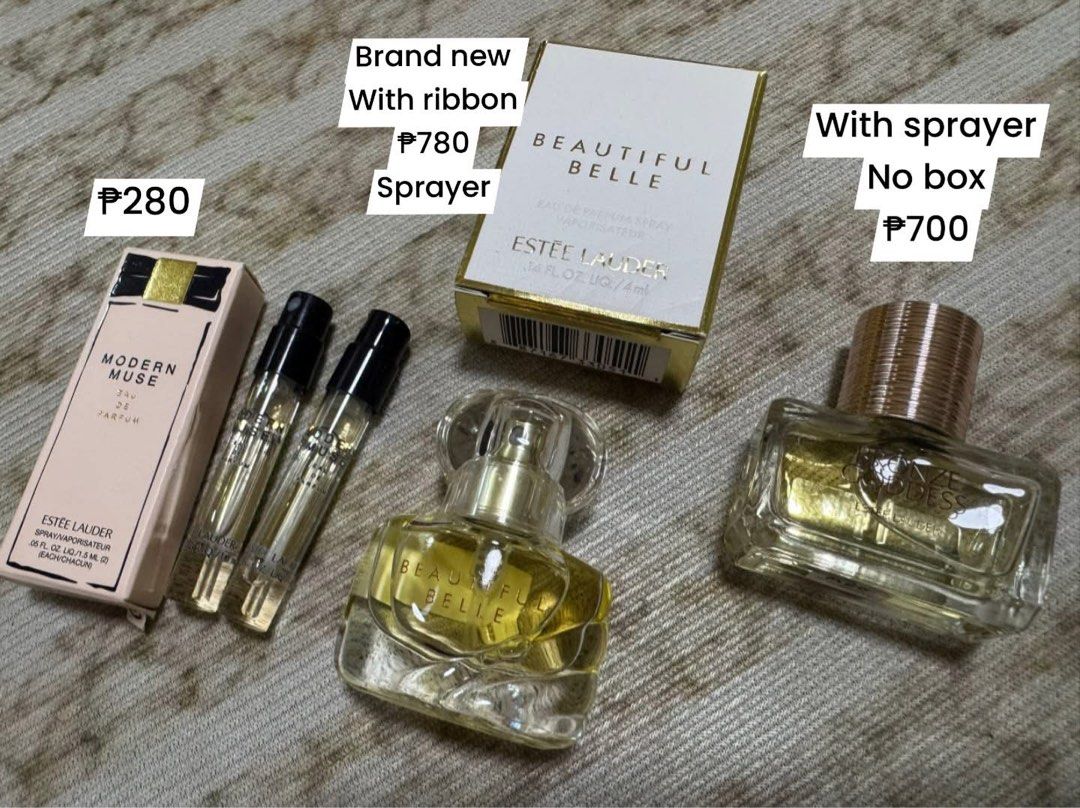 MINI ESTEE LAUDER PERFUME (Category: Fragrance & Deodorants) located in Agdangan. Submitted by lavishbyji22912 (Listing ID 1470830937, Image 1). Description: Authentic Bought un japan With kapan seal Modern muse SOLD beautiful belle and bronze goddess both sprayer..