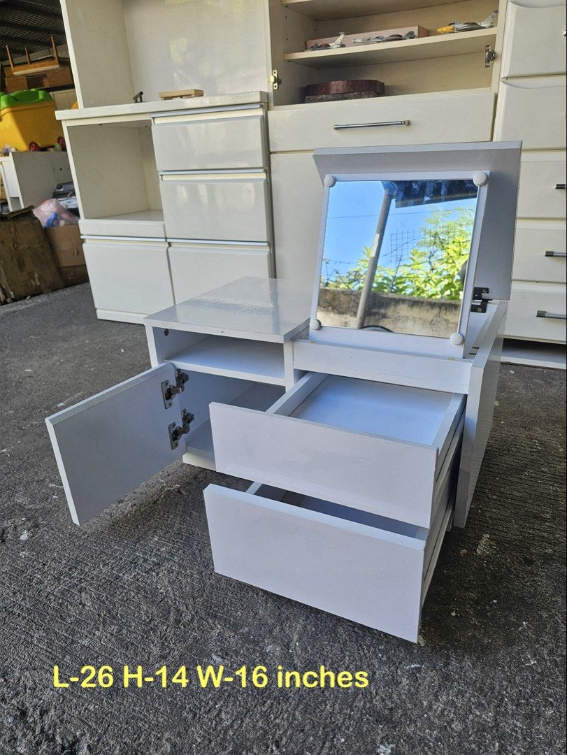 Mini Kikay Dresser ‼️ (Category: Tables & Sets) located in Quezon City. Submitted by ledamadel (Listing ID 1470928316, Image 1). Description: Mini Kikay Dresser ‼️₱3800‼️ 👉Space Saver! 😘🥰🤩 ✔L-26 H-14 W-16 inches 📏 ✔1 Door and 2 Drawers 🗄 ✔Laminated 🔖 ✔️Compress & Mdf Back! 💢 ✔Scratches As-is! 👌 Location: 40 Aplaya St Napocor Vill. Tandang Sora Quezon City. For inquiry please Pm us or Call. 09066885859 Please like our page thanks! 👇👇👇�