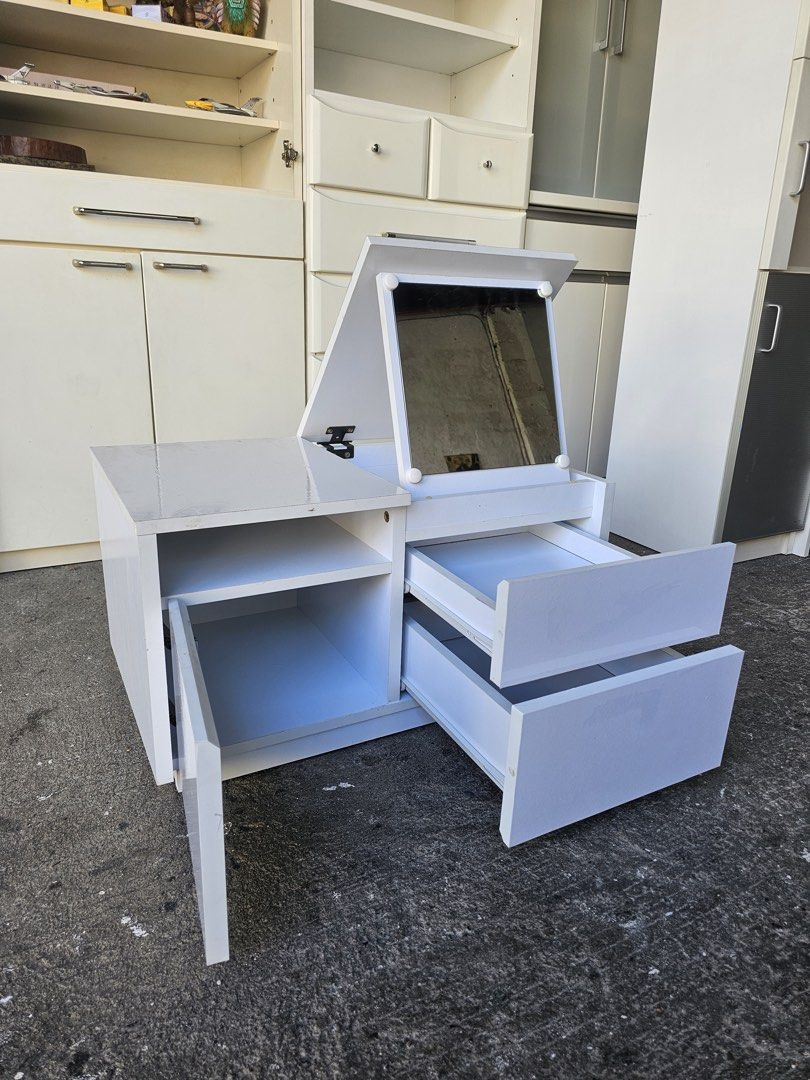 Mini Kikay Dresser ‼️ (Category: Tables & Sets) located in Quezon City. Submitted by ledamadel (Listing ID 1470928316, Image 3). Description: Mini Kikay Dresser ‼️₱3800‼️ 👉Space Saver! 😘🥰🤩 ✔L-26 H-14 W-16 inches 📏 ✔1 Door and 2 Drawers 🗄 ✔Laminated 🔖 ✔️Compress & Mdf Back! 💢 ✔Scratches As-is! 👌 Location: 40 Aplaya St Napocor Vill. Tandang Sora Quezon City. For inquiry please Pm us or Call. 09066885859 Please like our page thanks! 👇👇👇�