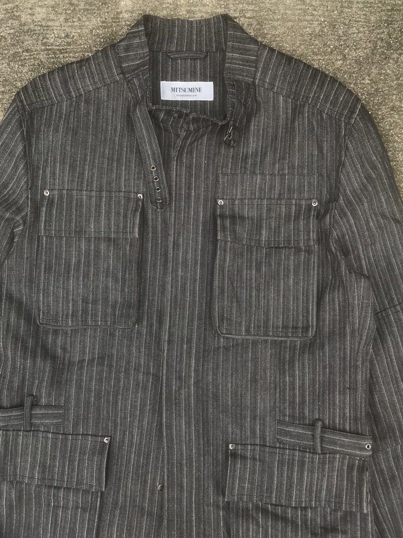 Mitsumine Japan Striped Denim Jacket (Category: Luxury Accessories) located in Bulacan. Submitted by bleue.finds (Listing ID 1470905495, Image 3). Description: Mitsumine Japan Striped Denim Jacket - size XL - as new - super crispy ng pagka denim - no issues.