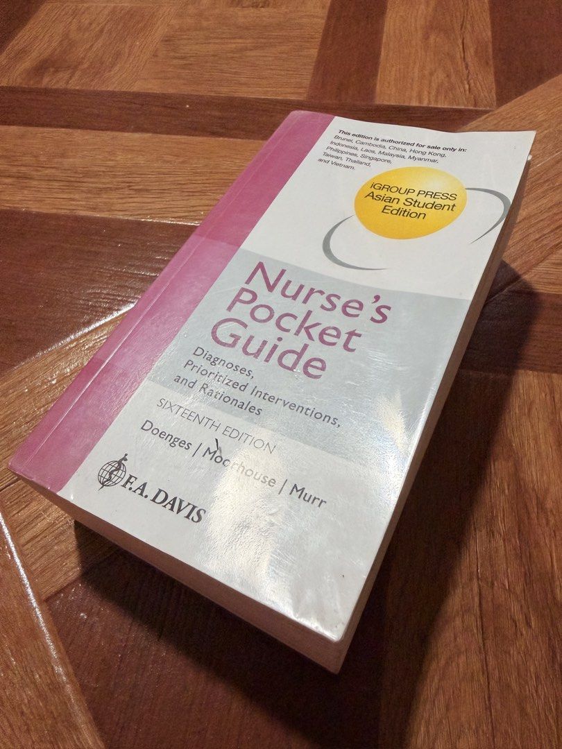 NANDA (Nurse’s Pocket Guide) - Sixteenth (16th) Edition (Category: Textbooks) located in Abucay. Submitted by livestar_38e2da (Listing ID 1470855626, Image 3). Description: 🩷 Nurse’s Pocket Guide — 16th Edition ✨ good as new | lightly used only! a must-have nursing companion for nursing students, PNLE takers, and RNs! 🩺📚 perfect for quick references on nursing diagnoses, interventions, and rationales. 💌 dm for inquiries!.