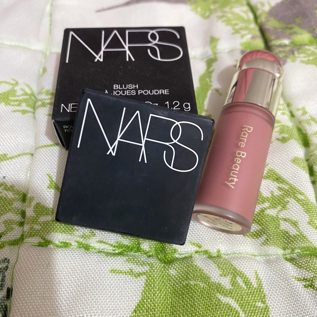 NARS Blush + Rare Beauty Liquid Blush (Category: Makeup) located in Quezon City. Submitted by maria_maria00 (Listing ID 1470806900, Image 1). Description: - 3-piece makeup bundle for everyday looks - NARS Powder Blush in box (peach-pink shade) - Rare Beauty Soft Pinch Liquid Blush in Hope (3.2 ml size) - Both are used few times - Authentic and great for daily glam - PM for inquiries Location: Talipapa Q.C.