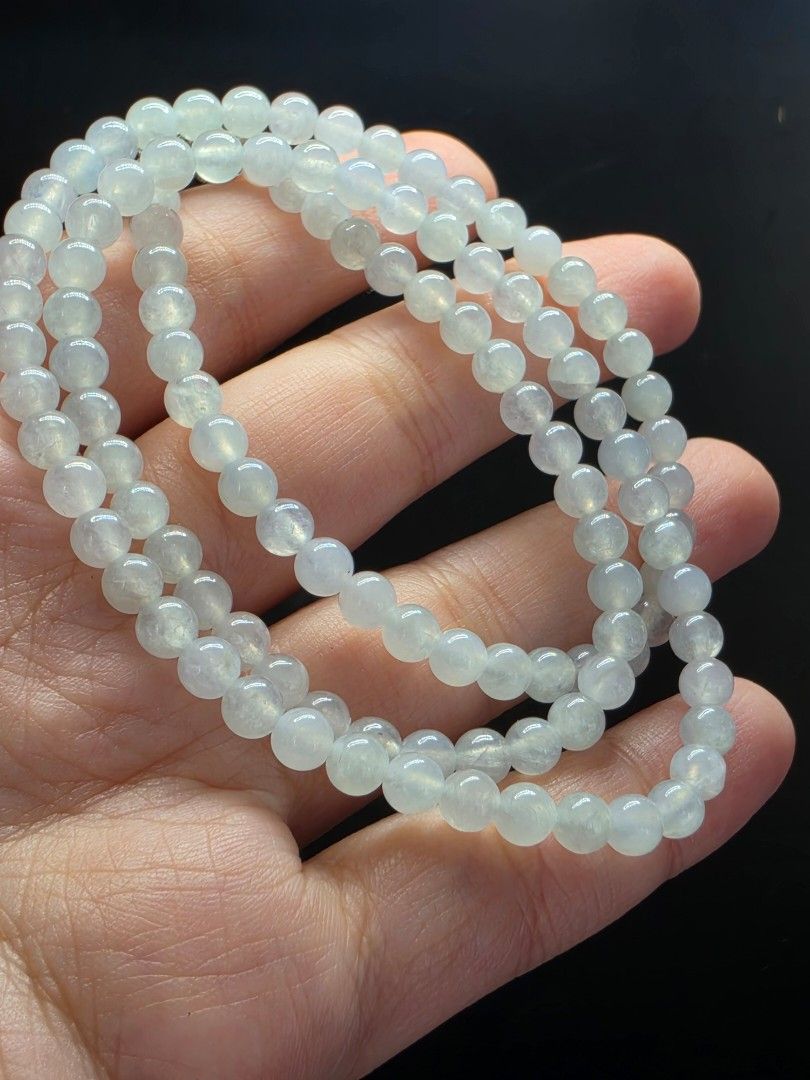 Natural Ice Jadeite Beaded Necklace with Certificate (Category: Bracelets) located in Manila. Submitted by jadeitesph (Listing ID 1470821387, Image 2). Description: - Material: Genuine ice jadeite beads with a pale icy green hue - Design: Translucent small beads strung in multiple strands for a layered look - Finish: Smoothly polished with a gentle, natural luster - Fit: Comfortable for everyday wear - Vibe: Simple, elegant piece featuring a calm