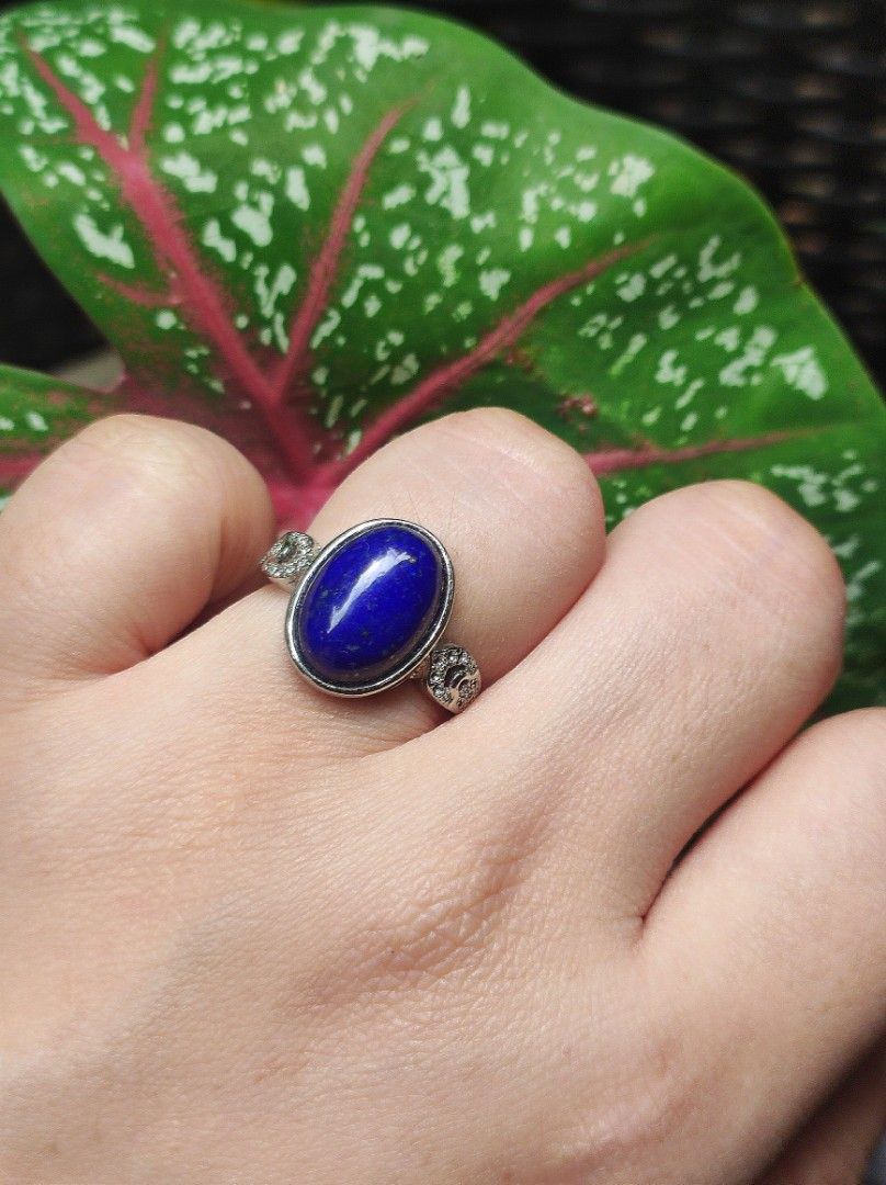 Natural Lapis lazuli Silver Ring gemstone crystal (Category: Rings) located in Kinoguitan. Submitted by artemiscrystal (Listing ID 1470858769, Image 2). Description: - Natural Lapis Lazuli gemstone with natural inclusions like pyrite,pits or etch marks,meaning its not a broken just natural form. - silver plated alloy - adjustable size - gemstone size : est 10mm .
