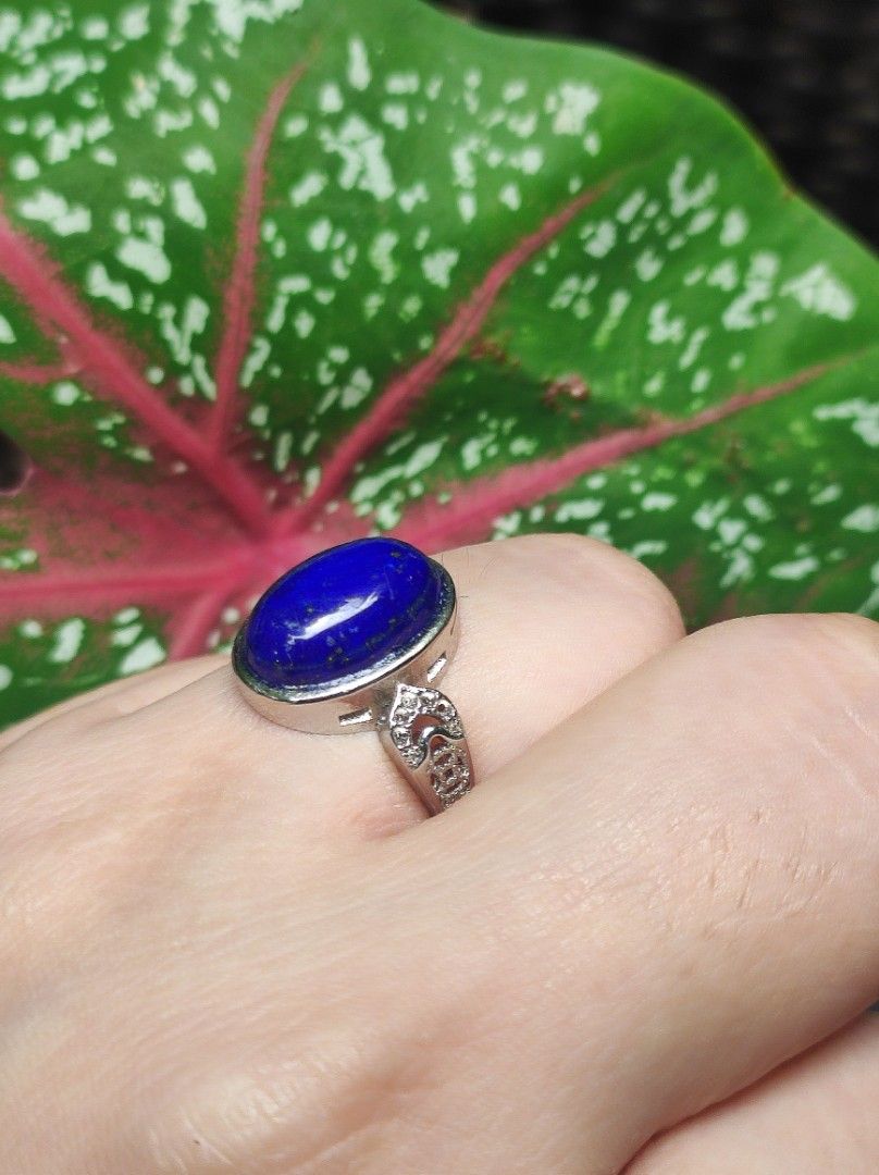 Natural Lapis lazuli Silver Ring gemstone crystal (Category: Rings) located in Kinoguitan. Submitted by artemiscrystal (Listing ID 1470858769, Image 3). Description: - Natural Lapis Lazuli gemstone with natural inclusions like pyrite,pits or etch marks,meaning its not a broken just natural form. - silver plated alloy - adjustable size - gemstone size : est 10mm .
