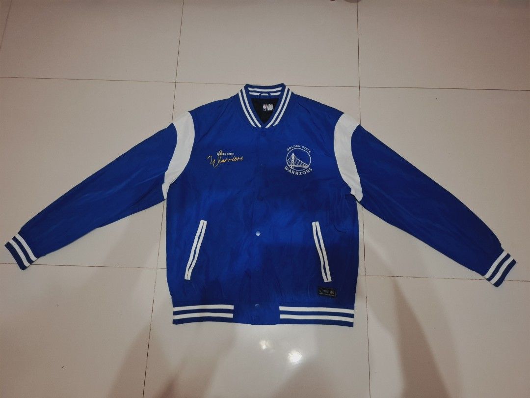 NBA x Primark Golden state warriors varsity jacket (Category: Coats, Jackets and Outerwear) located in Narvacan. Submitted by jigger85_2ndaccount (Listing ID 1470867632, Image 1). Description: NBA x Primark Golden state warriors varsity jacket like new 9.7/10 condition no issue embroidered print / logo size: large dimes: 23 x 27 bought in UK loc. ilocos sur.