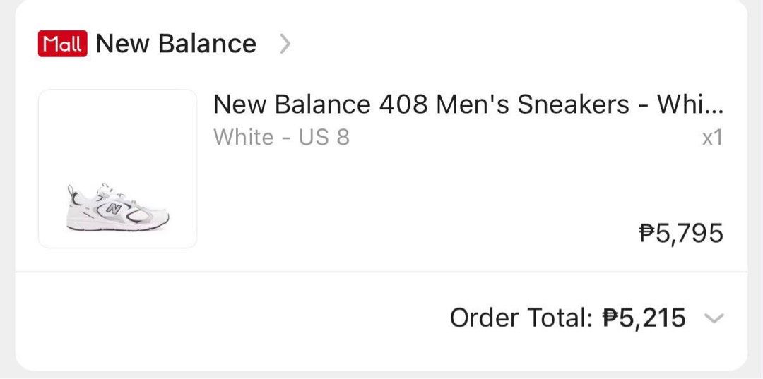 New Balance 408 White US 8 (Category: Sneakers) located in Manila. Submitted by lyzyuh (Listing ID 1470800749, Image 3). Description: - Brand: New Balance - Model: 408 (Chunky Dad Shoe Style) - Colorway: White and Navy with Metallic Silver Overlays - Size: US 8 Men's - Condition: Brand new with original box and paper wrapping - Authenticity: 100% original, bought directly from the New Balance store - Perfect for daily wear and street style aesthe