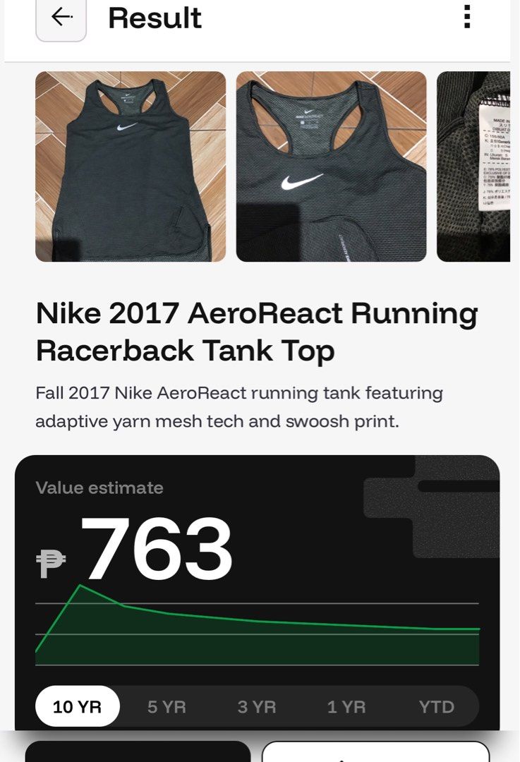 Nike Aero React running tank top (Category: Sleeveless) located in Davao. Submitted by ljay.thriftedfinds (Listing ID 1470857548, Image 1). Description: .