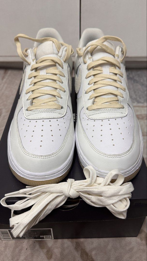 Nike Air Force 1 Low – White/Beige | US 10 (Category: Sneakers) located in Manila. Submitted by mbandrada18 (Listing ID 1470825260, Image 2). Description: Nike Air Force 1 Low – White/Beige | US 10 Details: • Size: US 10 • Colorway: White with beige Swoosh • Includes 2 sets of laces: White & Beige • No sole separation • Pre-loved condition; please see photos for actual condition 💰 Price: ₱ 2,500 📍 Location: Marikina City Message me for inquirie