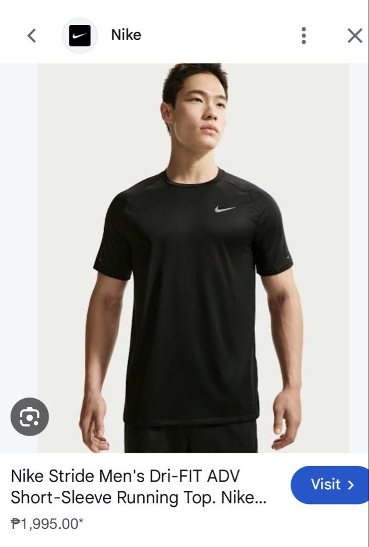 Nike drifit stride shirt (Category: Activewear) located in Manila. Submitted by brightcloud_25 (Listing ID 1470752580, Image 2). Description: Nike Stride drifit shirt Size large 21 x 27 Good as new 550 + sf.
